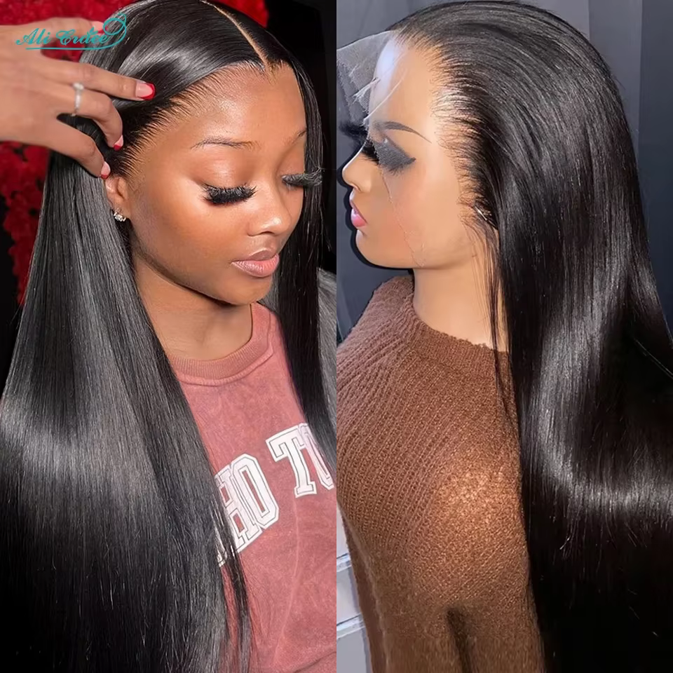 Perruque Lace Front Wig naturelle lisse-ALI GRACE, 13x6, pre-plucked, avec baby hair, pour femmes