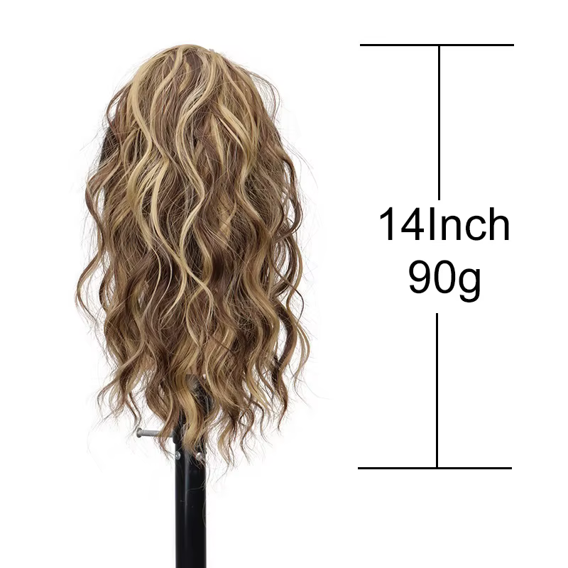 Extension capillaire synthétique courte bouclée de 14 pouces, postiche moelleuse à Clip pour queue d