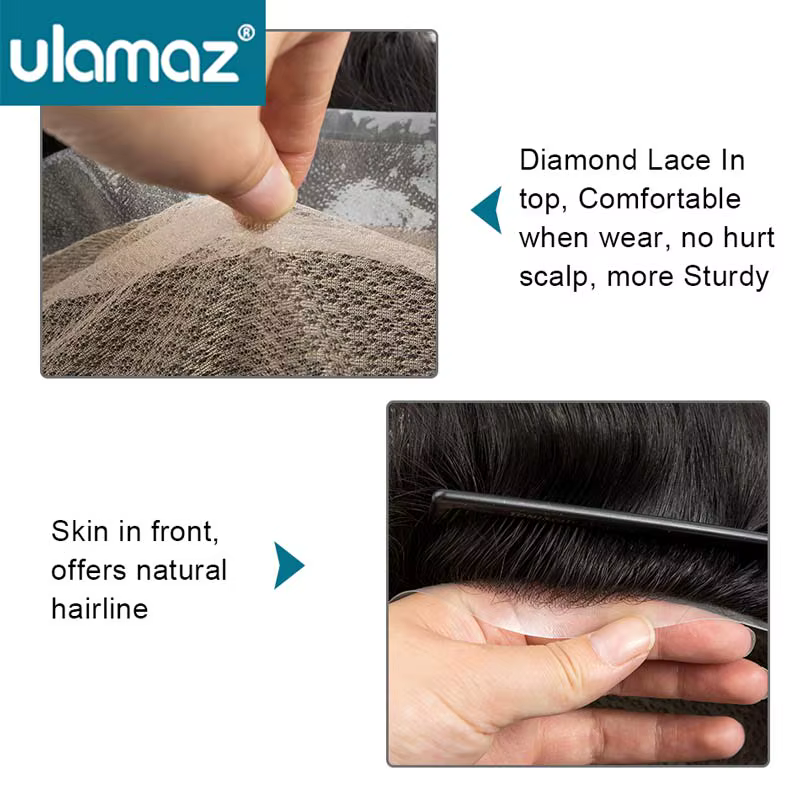 Australie-Double couche postiche mâle cheveux prothèse naturel systèmes de remplacement de cheveux h