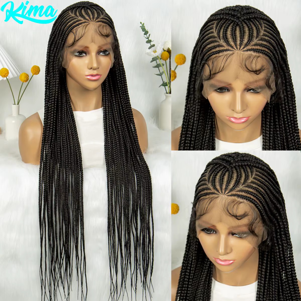 Perruque synthétique tressée pour femmes noires, 36 pouces