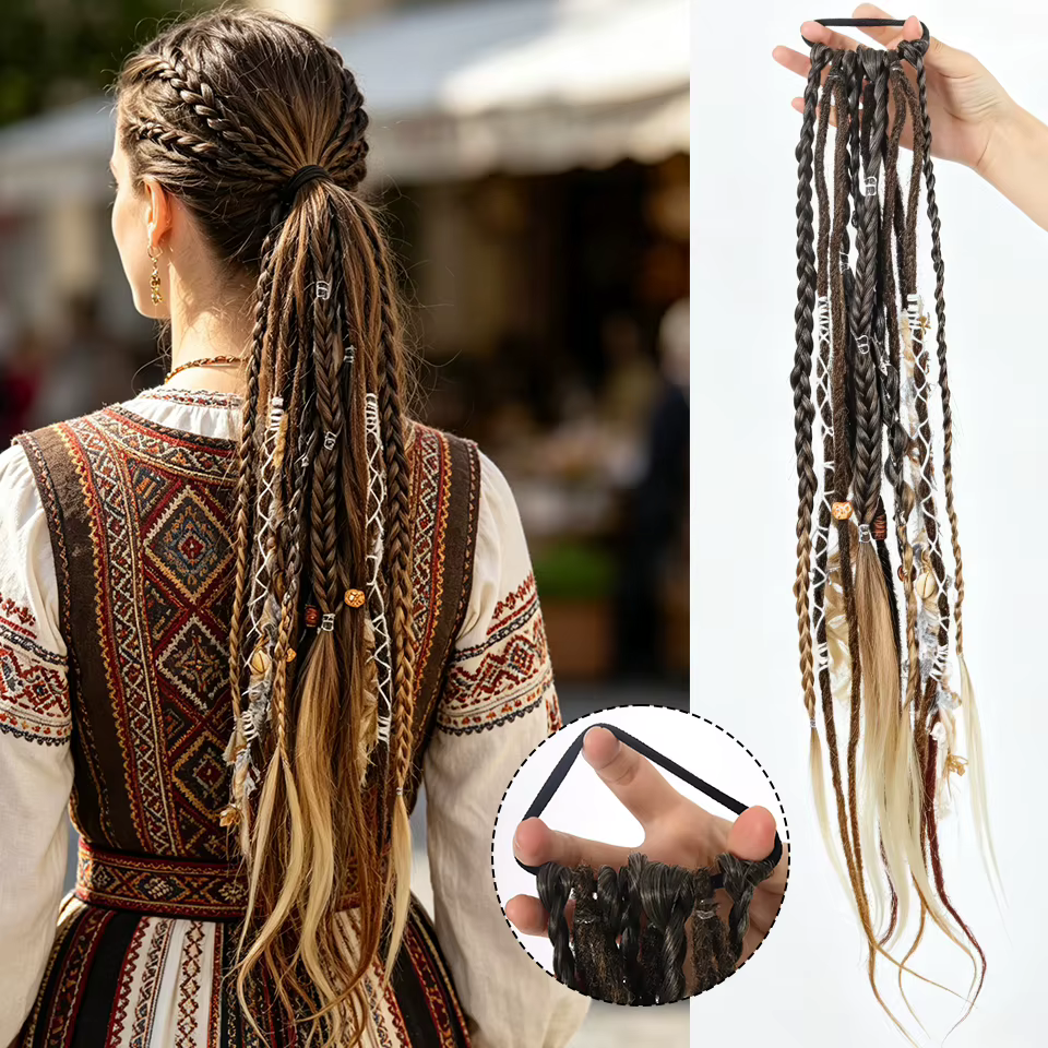 Extensions de cheveux synthétiques tressées longues style bohème pour un port facile et une utilisat