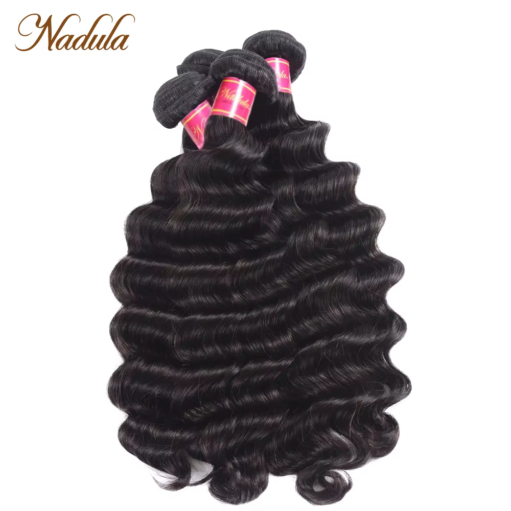 Tissage en lot Deep Wave brésilien 100% vierges-Nadula Hair, mèches de cheveux humains, 12 à 26 pouc