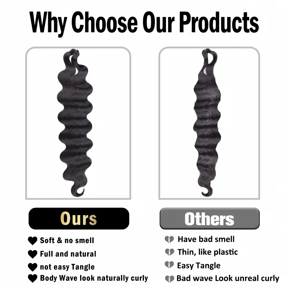 Extensions de cheveux humains en crochet Body Wave pré-séparées, sans nœuds, avec fil invisible, noi