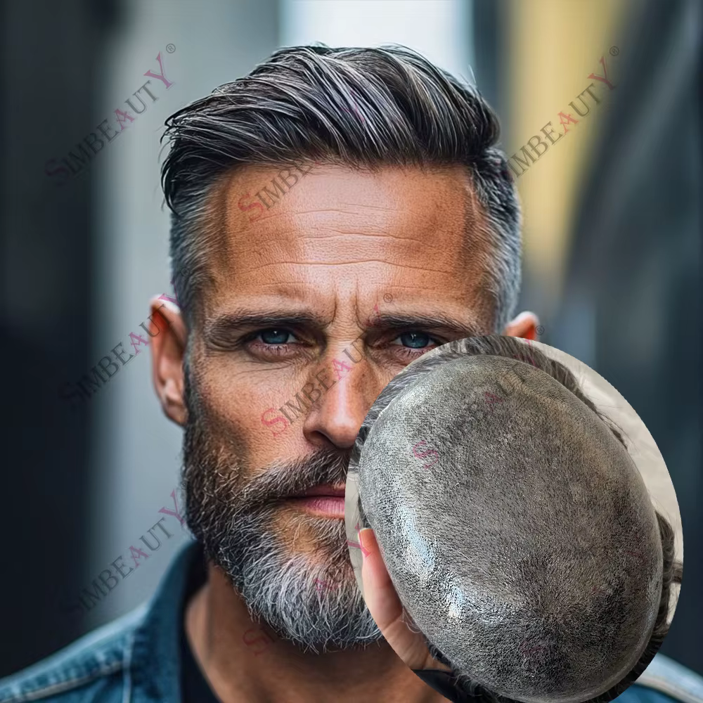 Perruques pour hommes en micro-peau fine, brun, gris, noir 1B30 1B40 1B50, les moins chères, super d