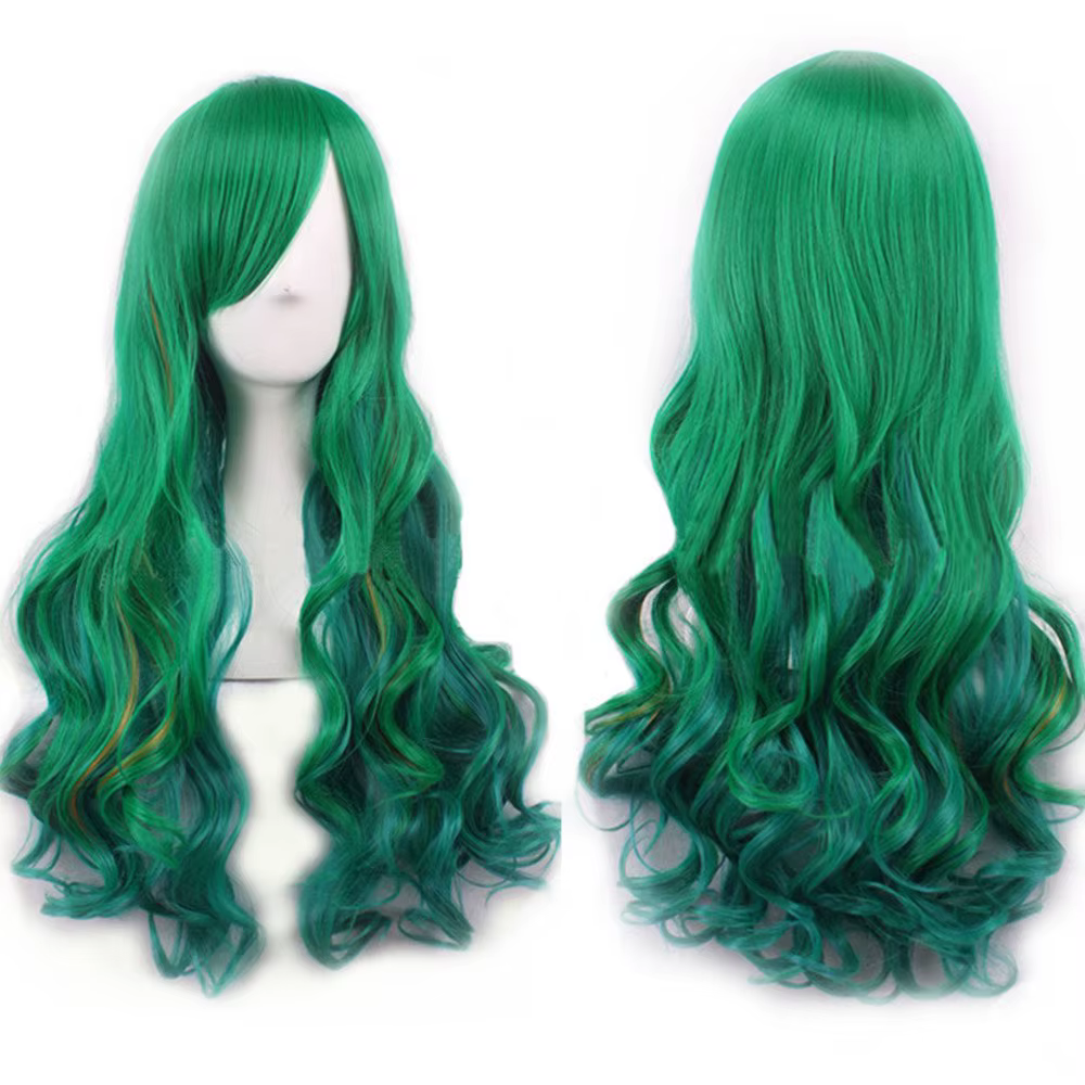 Soowee cheveux synthétiques Ombre arc-en-ciel Cosplay perruque avec frange rouge jaune violet vert b