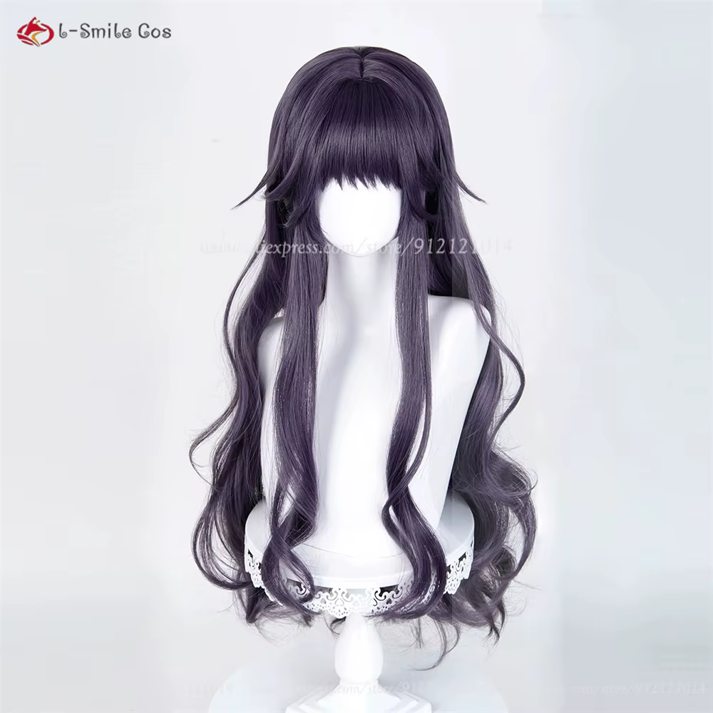 Waguri Kaoruko ‌   Perruque de Cosplay synthétique noire violette de 100cm pour femmes, perruque de 