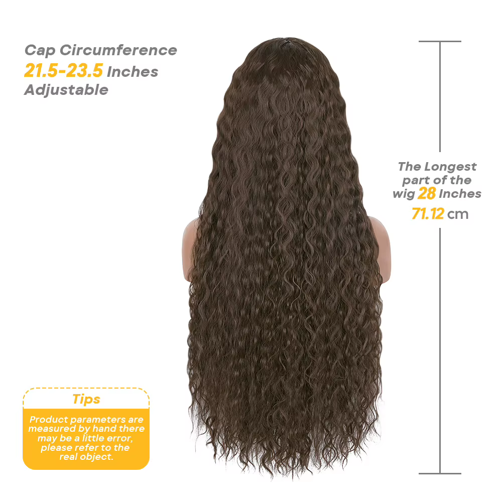 Perruque avant en dentelle ondulée perruque bouclée brun chocolat pré plumée avec des cheveux de béb