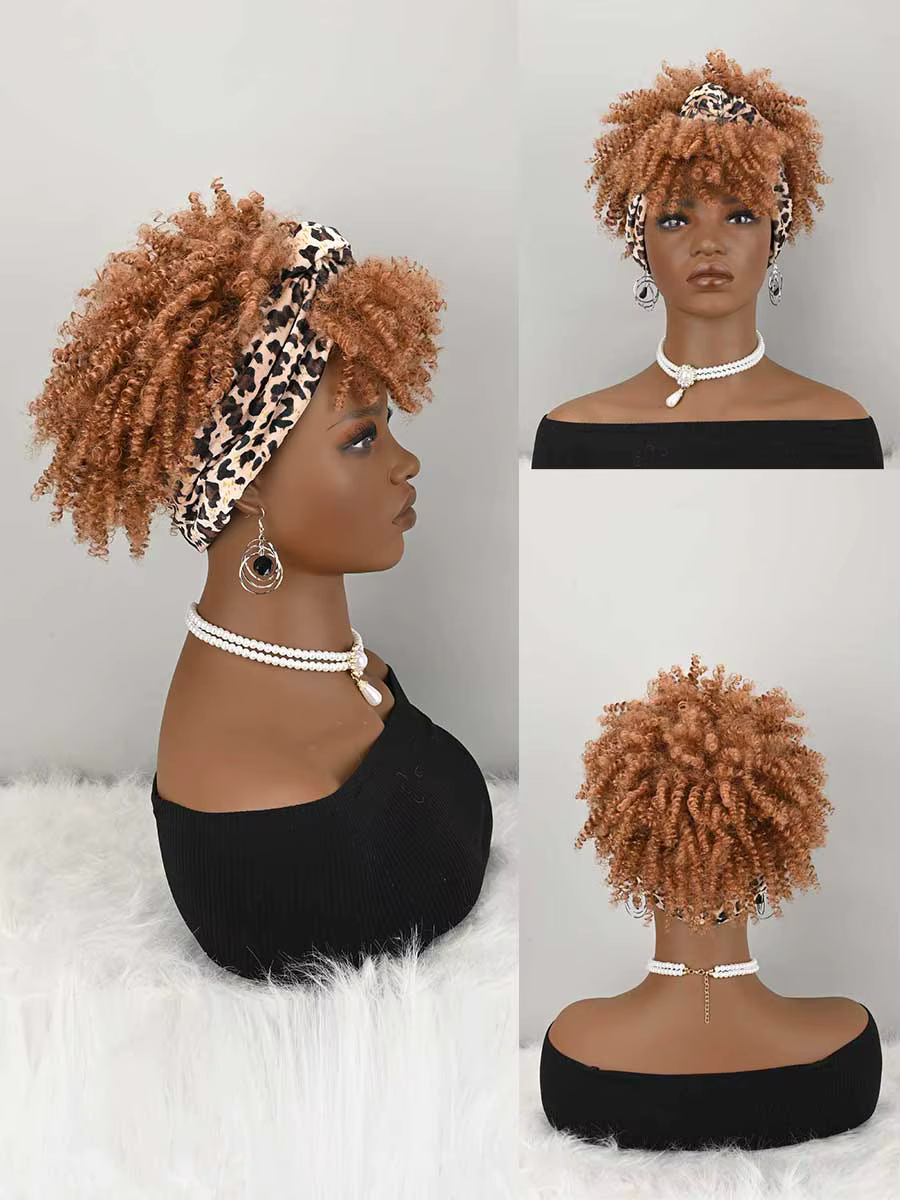Perruques bandeau pour femmes, perruque afro bouclée synthétique courte avec bandeau intégré, perruq