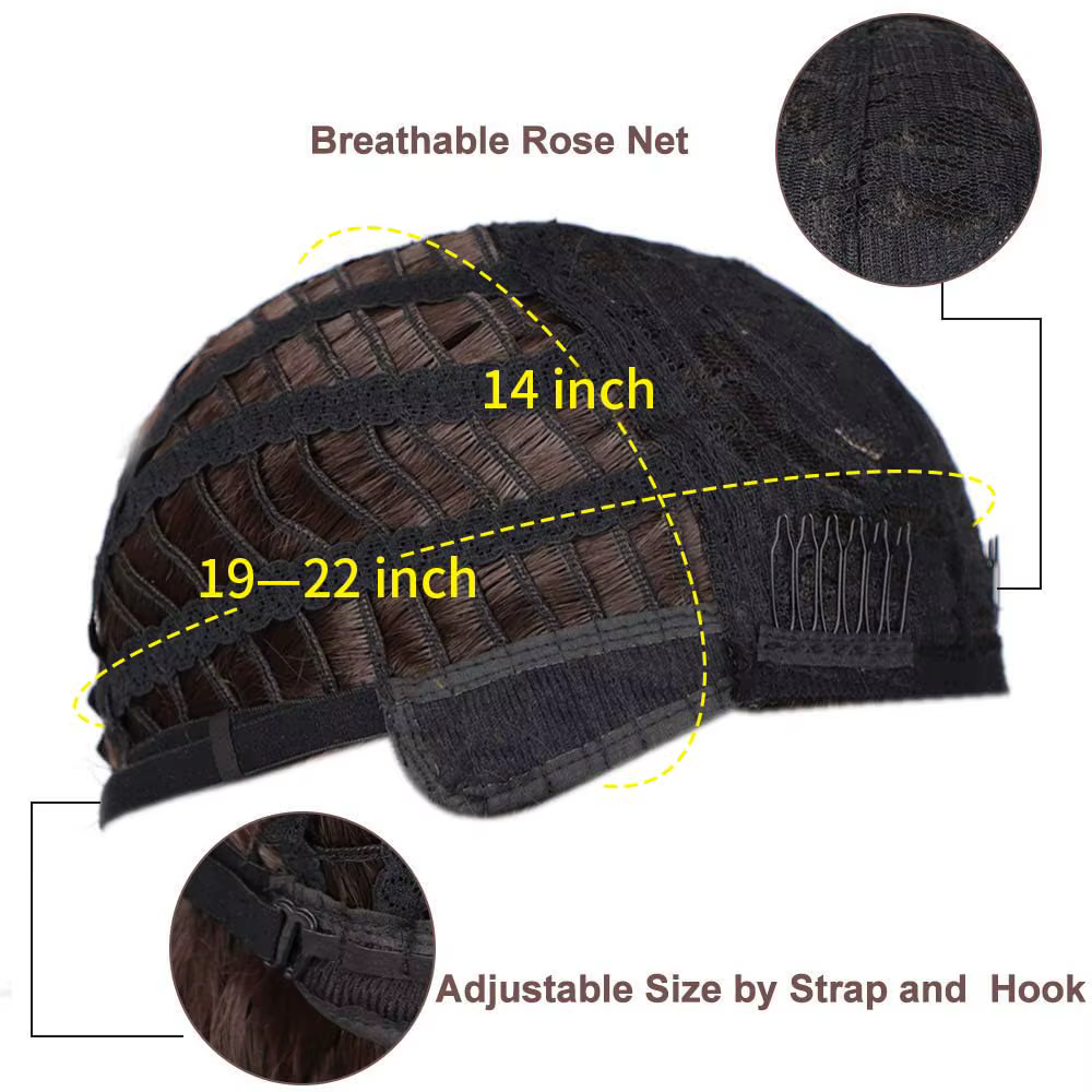 Perruque Synthétique Bouclée et Ondulée avec Frange pour Femme, Cheveux Bruns Naturels