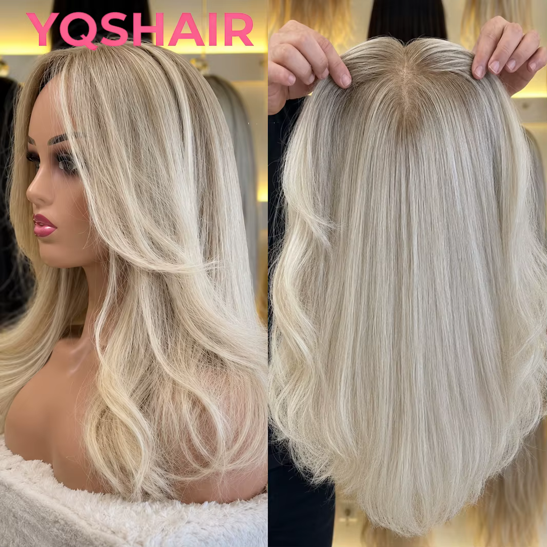 Perruques en cheveux humains 100% naturels, couleur blonde balayage, 6x6 pouces, cheveux vierges eur