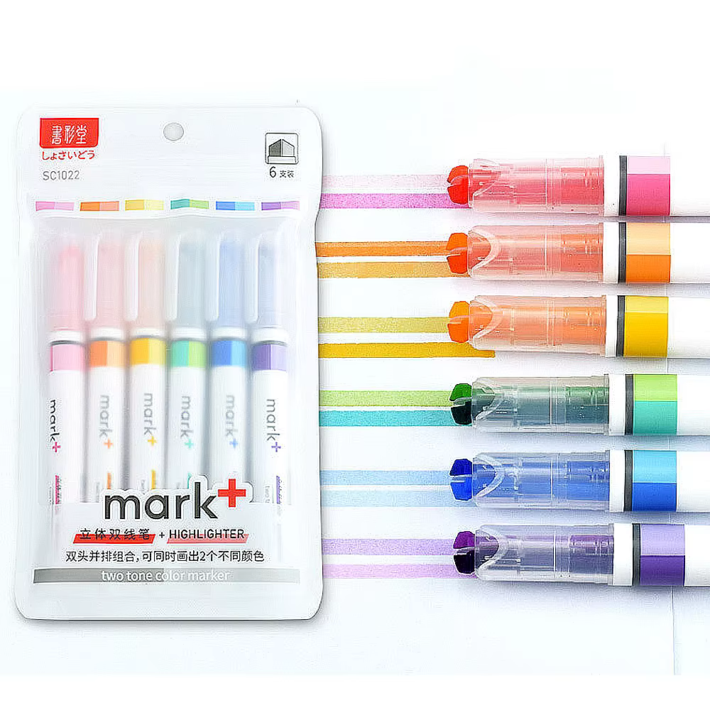 Marqueurs de couleur pastel à double ligne, ensemble de stylos surligneurs, marqueur textmarker, mig