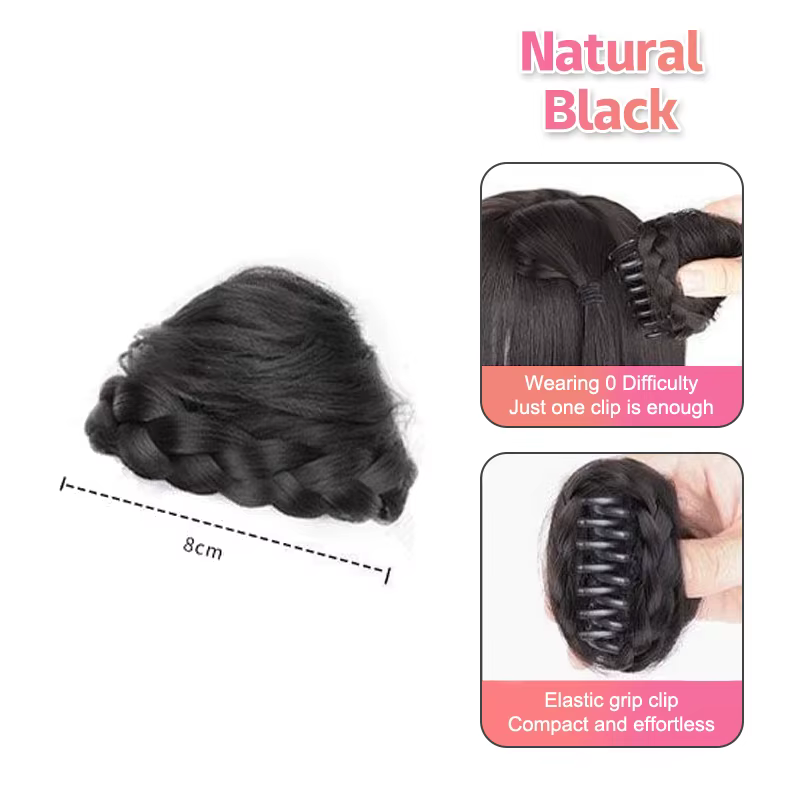1 pièce Chignon synthétique style oreilles de chat, postiche queue de cheval volumineuse avec pince