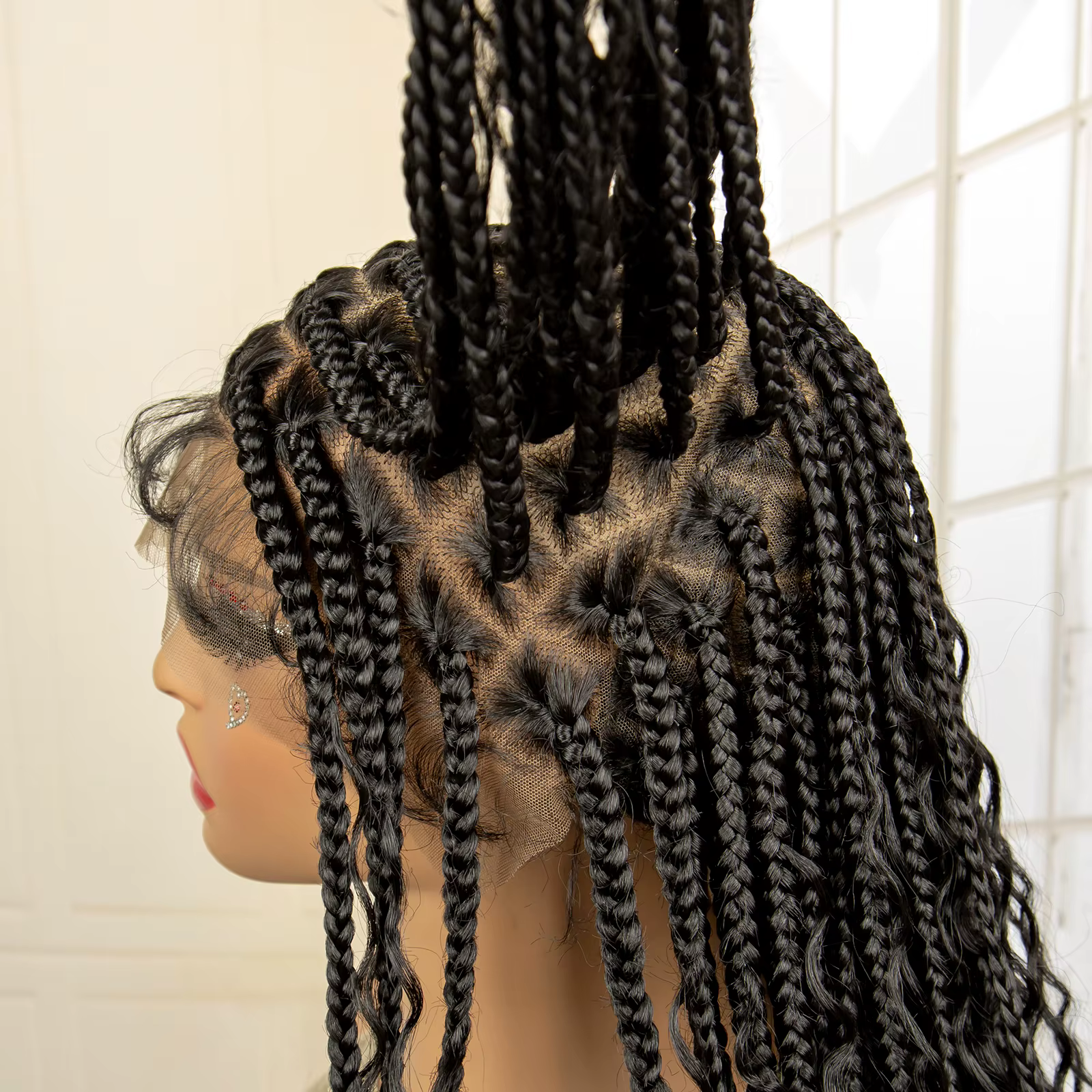 Perruques tressées Boho longues de 36 pouces avec cheveux de bébé, perruque synthétique pleine dente