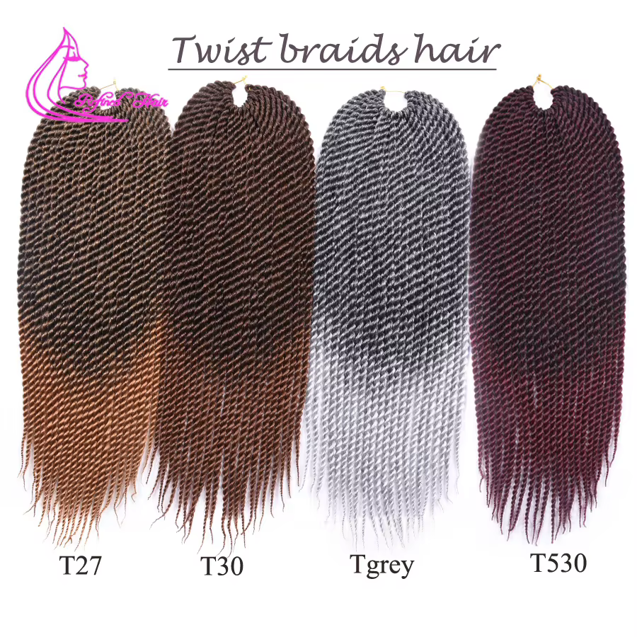 Tresses synthétiques au Crochet torsadées sénégalaises ombrées marron gris Extensions de cheveux tre