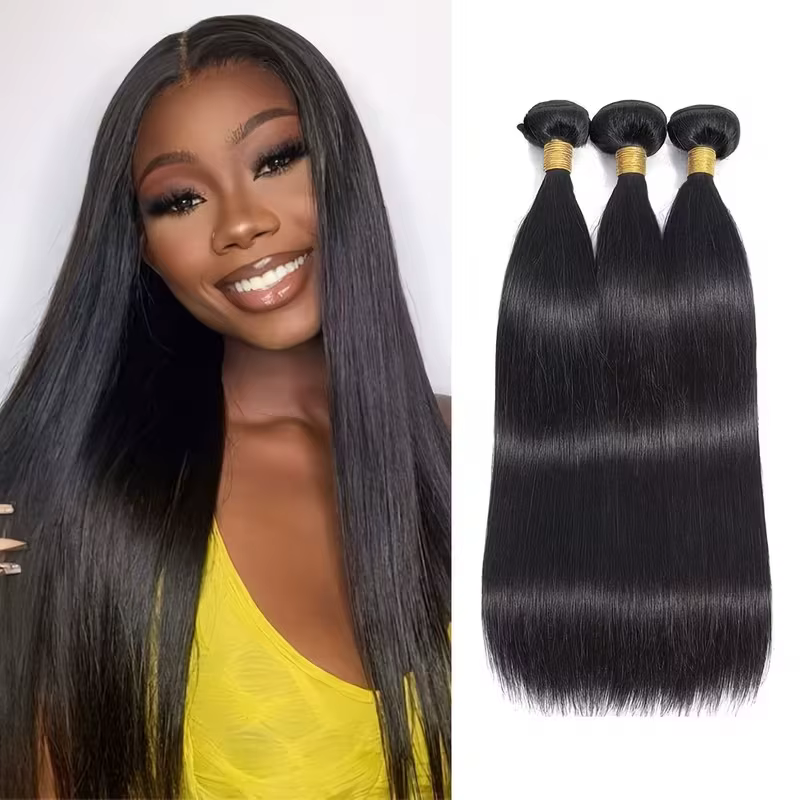 Extensions de cheveux vierges brésiliens naturels noirs non traités, tissage rapide, lisses, grade 1