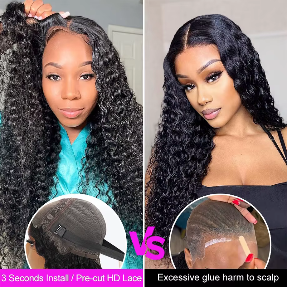 Wear Go – perruque Lace Closure Wig Deep Wave 4x4 5x5 HD, avec naissance des cheveux pré-épilée, bou