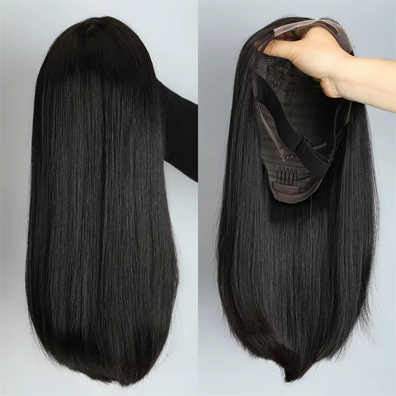 Perruque Lace Front Wig naturelle brise, cheveux humains lisses, très Double tirage, haute densité, 