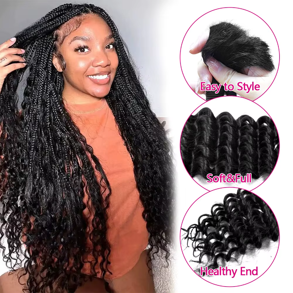 Tressage en vrac cheveux 100% cheveux humains vague profonde sans trame cheveux humains paquets Micr