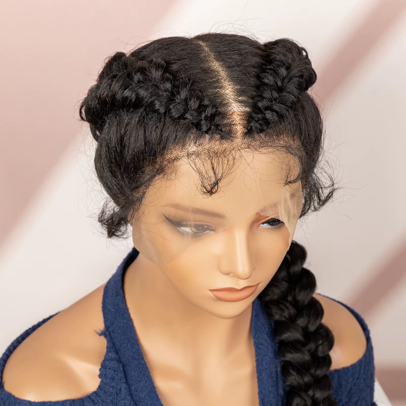 Cornrow tressé perruques pour femmes sans noeud 30 pouces synthétique Conrow tresses perruque avec b