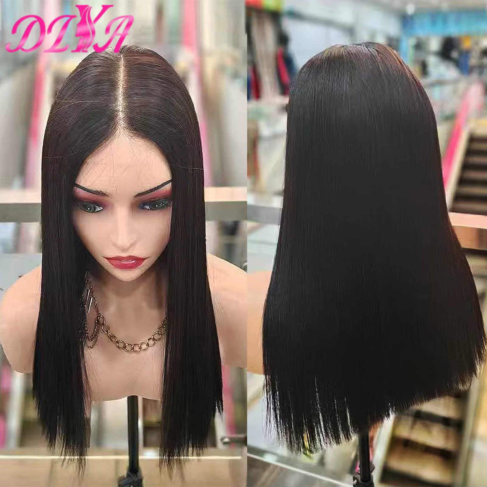 28 30 pouces Double tirage os droit brut vietnamien perruques de cheveux humains 2x6 réel HD dentell