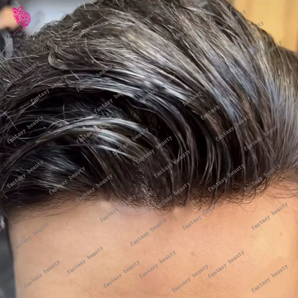 Perruque toupet pour hommes, naissance des cheveux naturelle, 30mm, ondulée/droite naturelle, Durabl