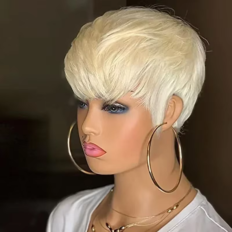 Perruque Bob courte avec frange pour femmes noires, cheveux humains, blond 613, document, Liban et, 
