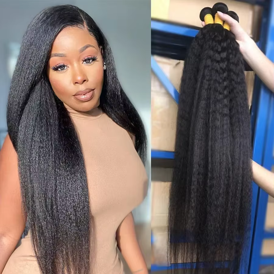 Extensions de cheveux humains vierges bruts péruviens, lisses et crépus, tissage à coudre, 3 à 4 paq