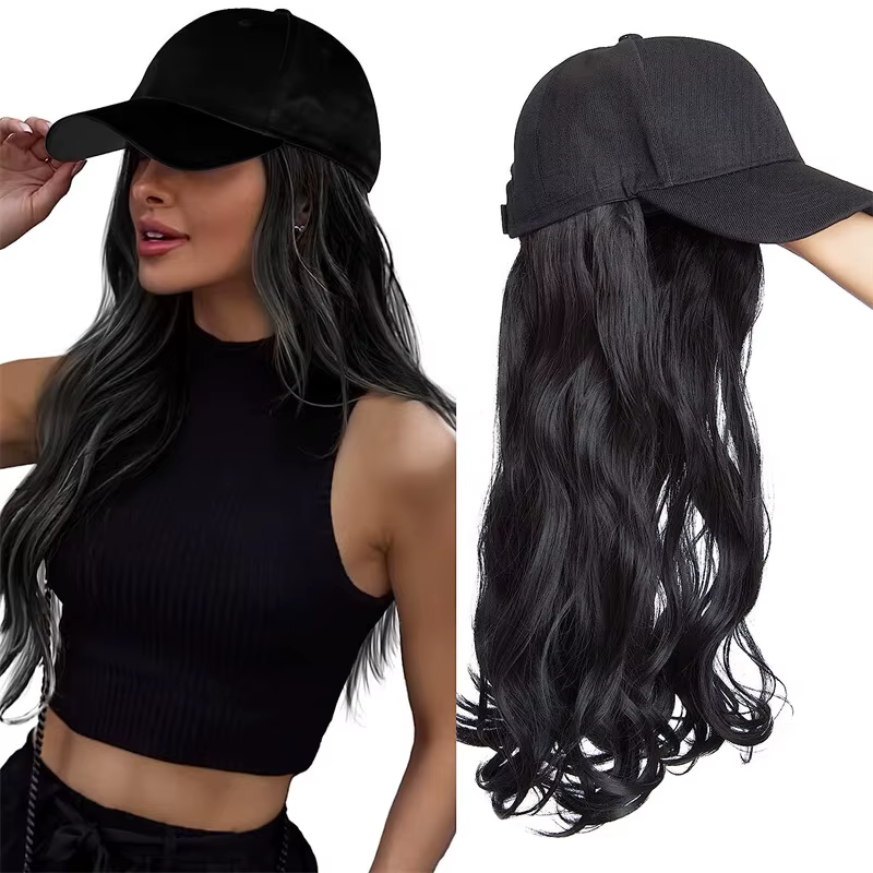 Perruque synthétique pour femme, cheveux longs, ondulations intégrées, résistante à la chaleur, avec