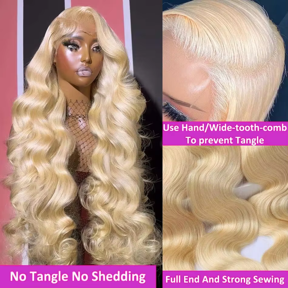 613 miel blond 13x6 HD Transparent vague de corps dentelle frontale perruque de cheveux humains coul