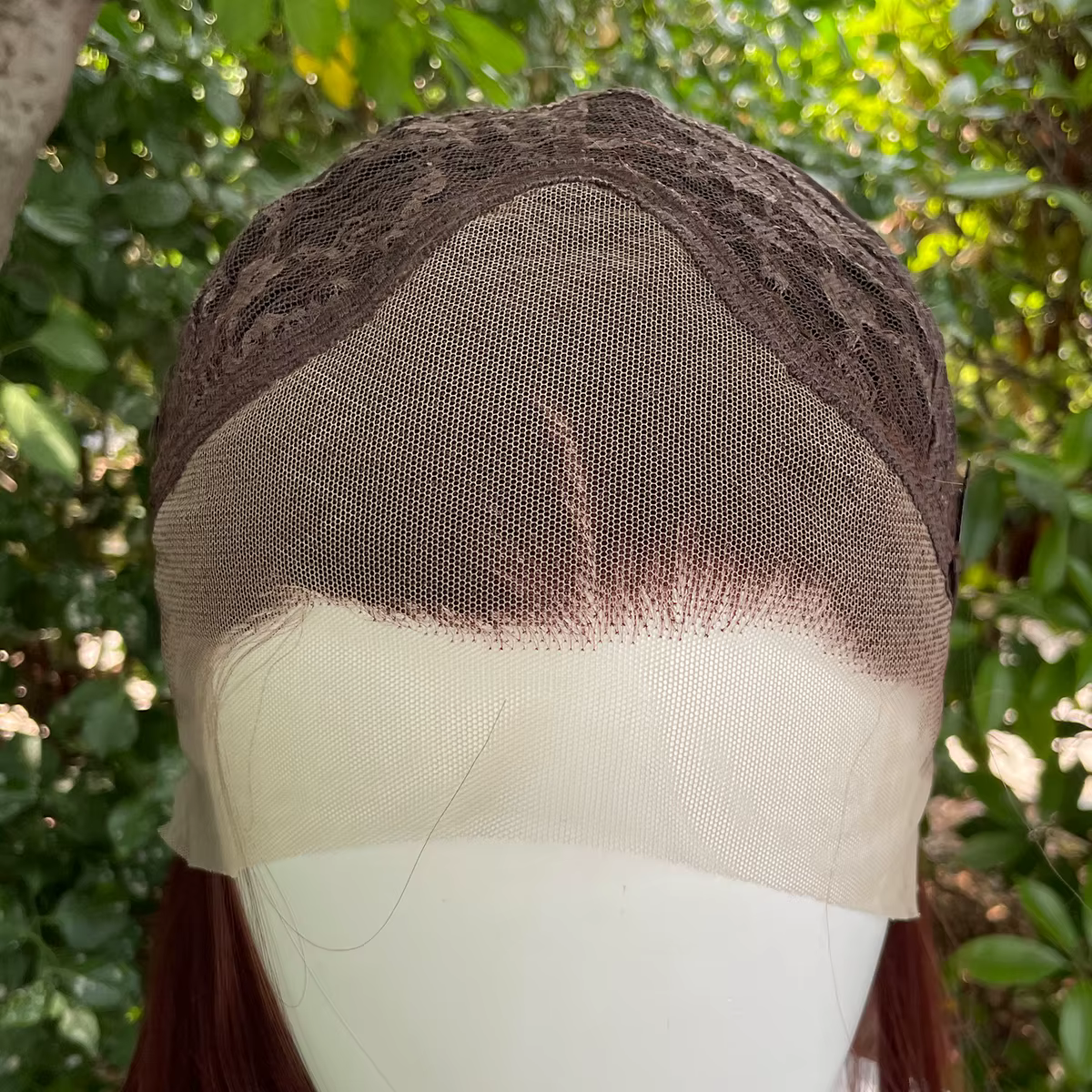 Perruque Lace Front Wig synthétique sans colle, longueur d'épaule rouge marron 13x4, perruque avec r