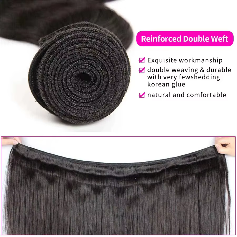Extensions de cheveux humains brésiliens Remy non traités avec closure, tissage de cheveux vierges, 