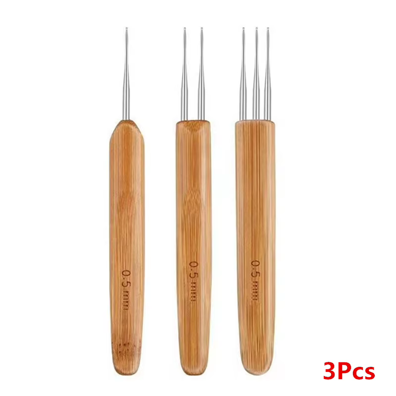 1 pièce 0.5mm/0.75mm Dreadlock Crochet bois Crochet aiguilles cheveux Dreadlocks outil pour tresse a