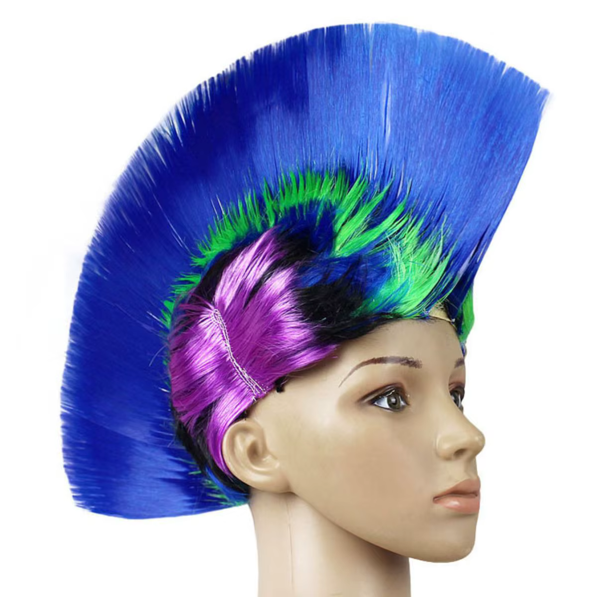 Perruque synthétique résistante à la chaleur, tête de crête de coq, chapeau de fête coloré drôle pou