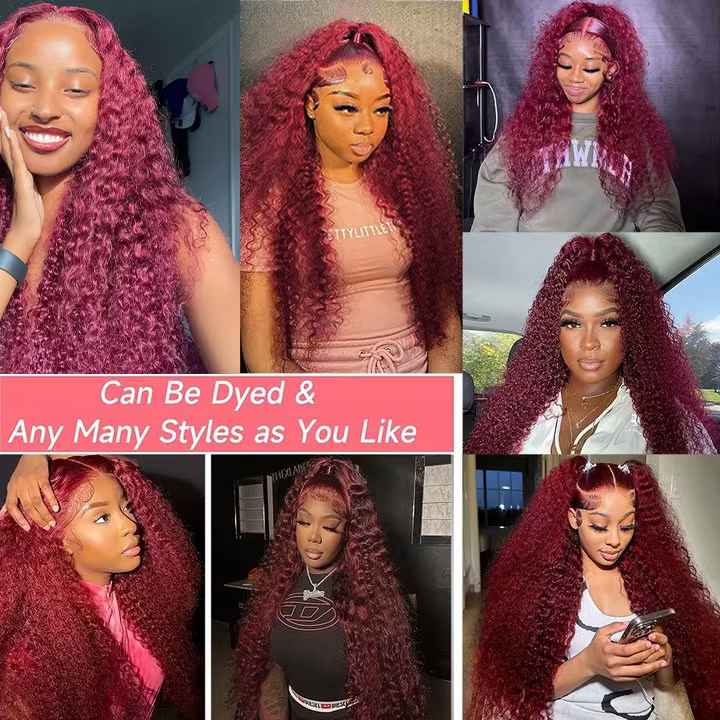 30 40 pouces 99J bordeaux 13x6 Hd dentelle frontale perruque de cheveux humains couleur rouge 13x4 d