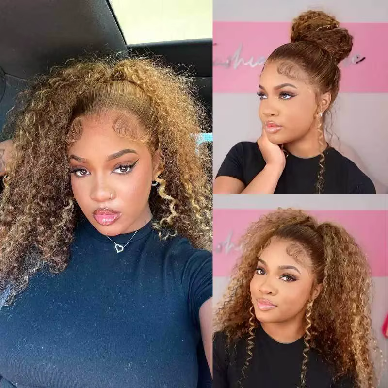Perruque de cheveux humains bouclés pleine dentelle 360 Invisi sangle mettre en évidence perruque 13