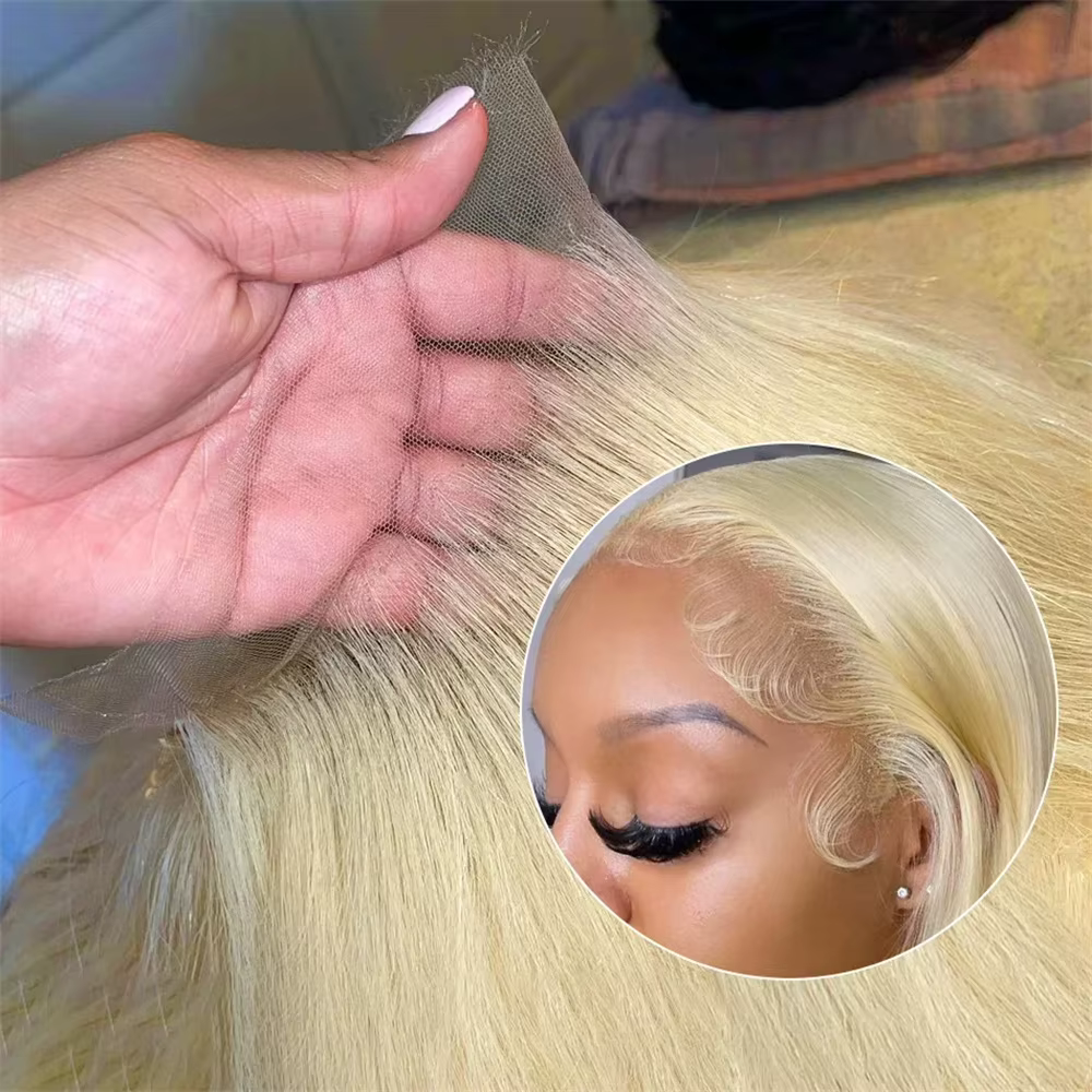 Perruque Lace Frontal Wig brésilienne naturelle, cheveux lisses, blond 613 Hd, densité 220, 13x6, 13