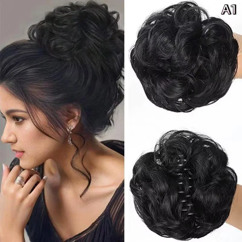 Chignon synthétique à clipser, postiche bouclé naturel et volumineux pour femme, pour queue de cheva