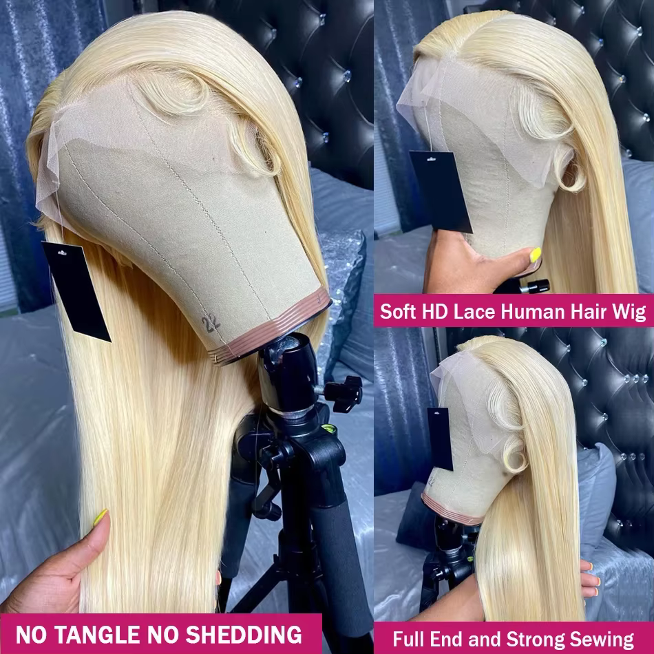 30 38 pouces perruque Blonde droite cheveux humains 13x4 13x6 Hd Blonde dentelle frontale 613 couleu