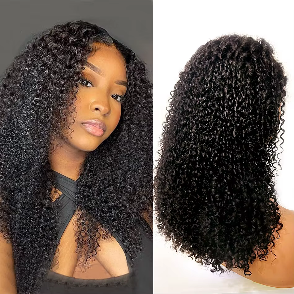 Perruques Afro Kinky Curly Lace Frmetals, Pré-plumé, Sans colle, Double proximité Wn Hair, Bouncy We