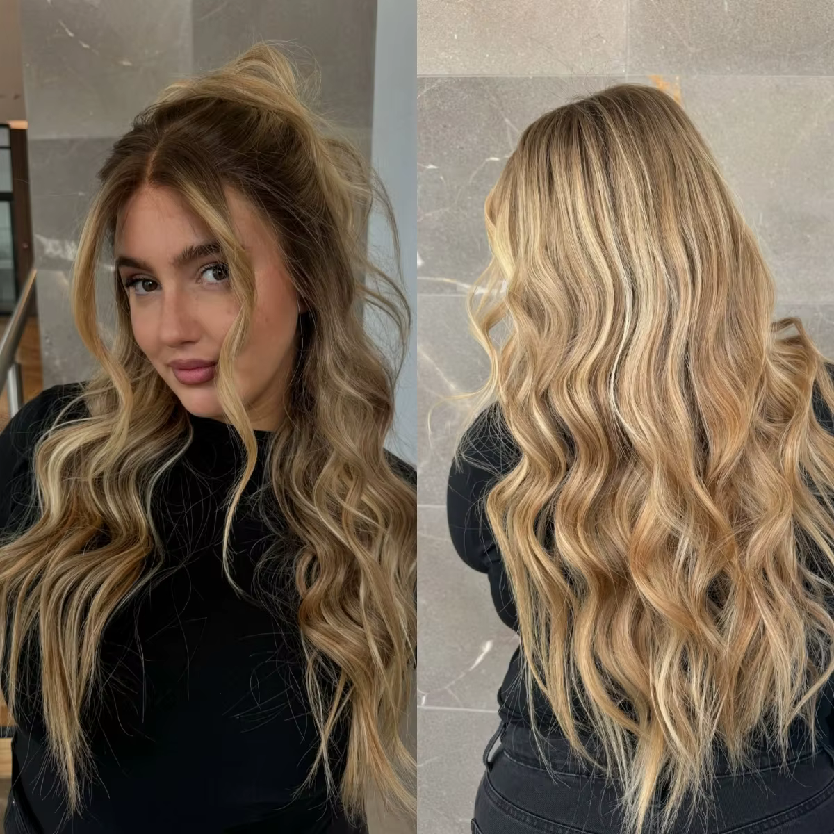 26 pouces Ombre blond doré ombre racines vague profonde 13*4 HD Transparent dentelle perruques vague