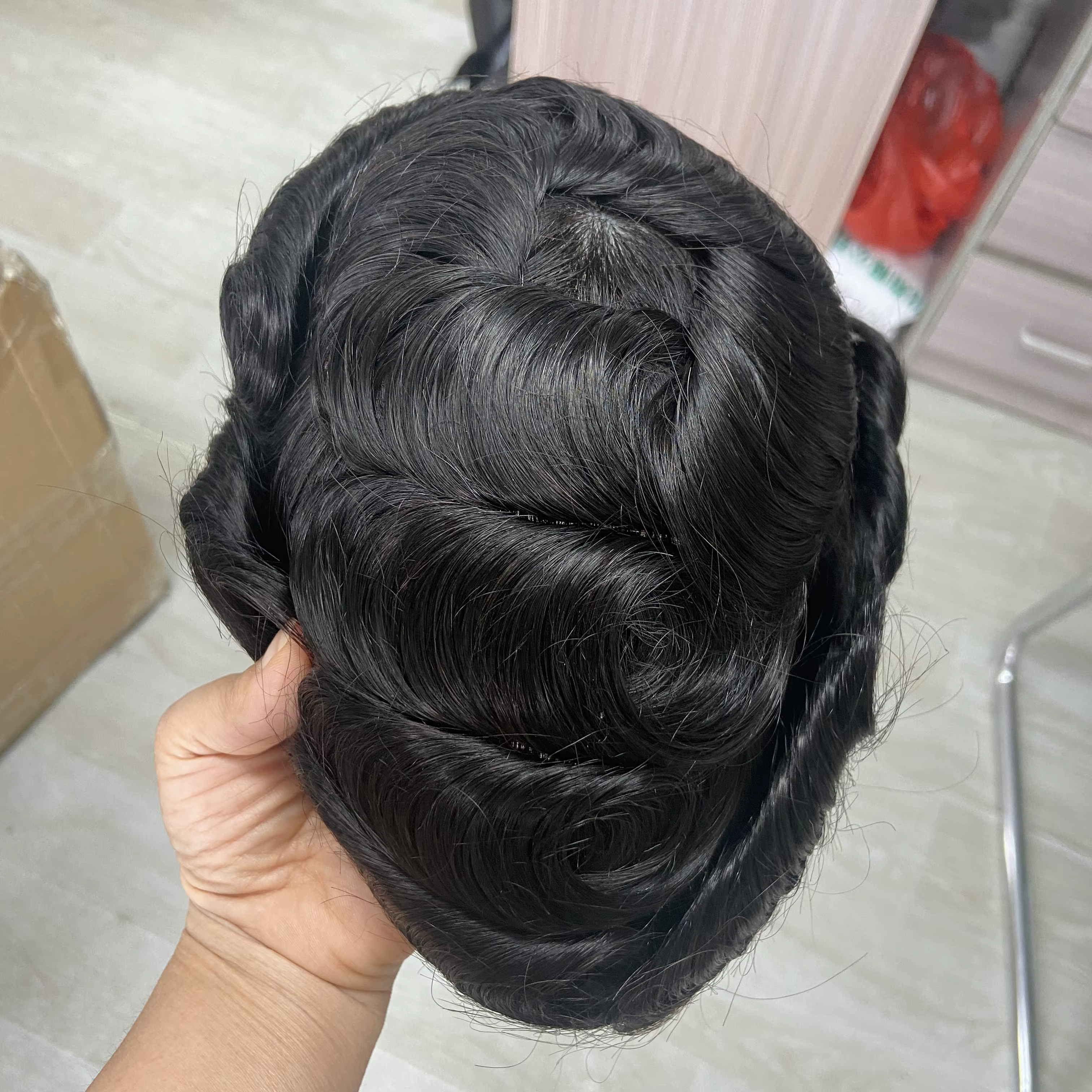 Toupet pour homme, base en dentelle complète | Perruque en cheveux humains, pour le coiffage en ar