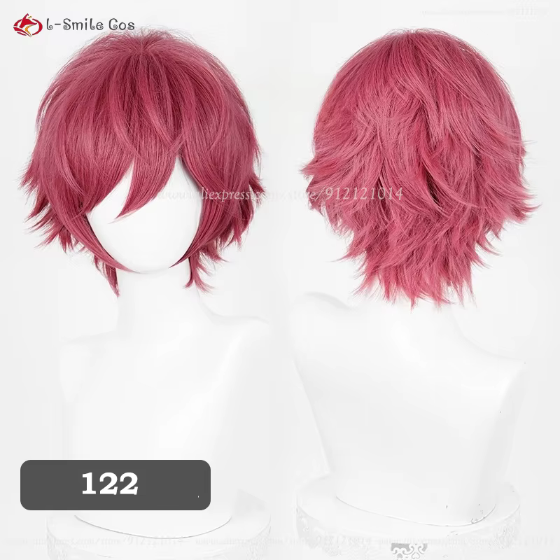 Perruque de Cosplay synthétique rose de haute qualité, extrémités inversées améliorées, 32cm, pour h