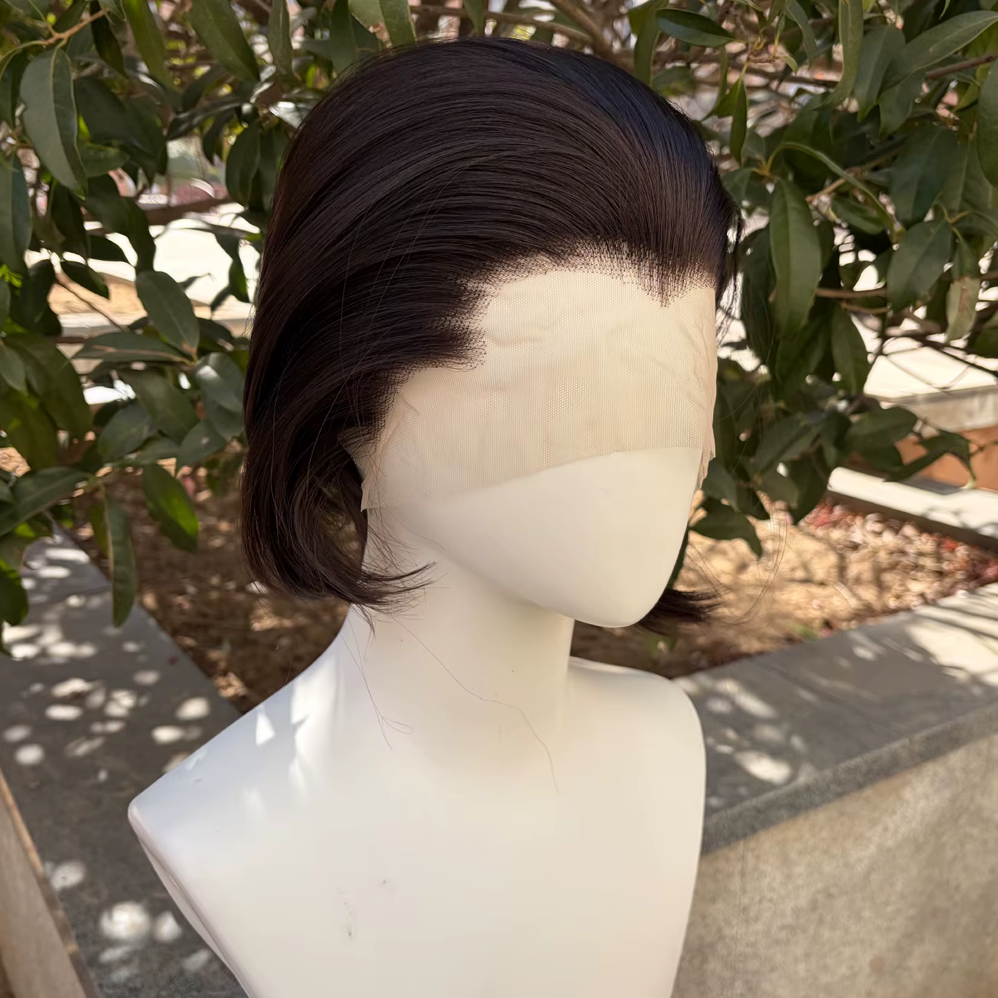 Perruques synthétiques Lace Front courtes coupe bob brun foncé pour femmes, perruque Lace 13x4 lisse