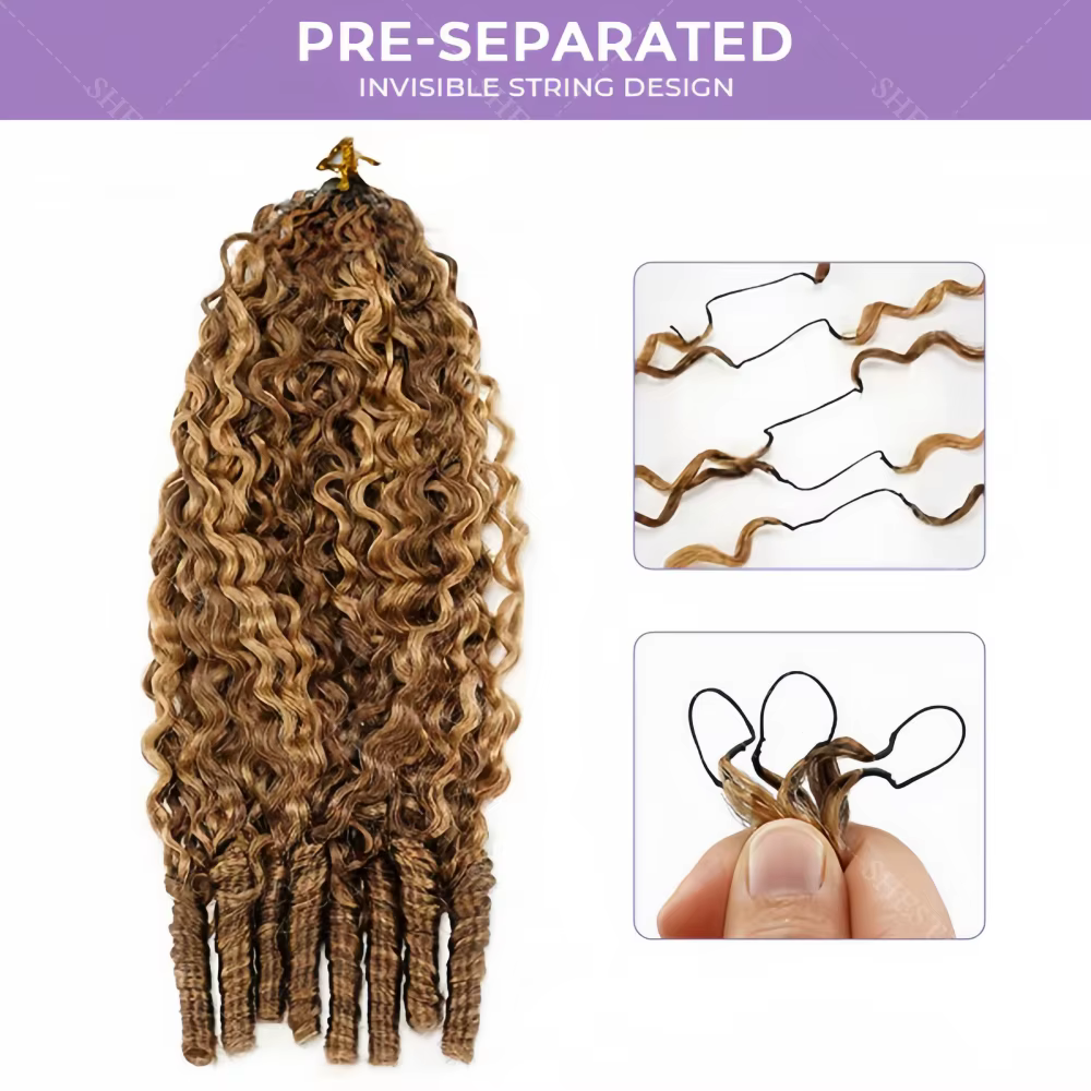 Cheveux humains bouclés birmans pré-bouclés blonds avec mèches, nœuds miracle, pour tresses au croch
