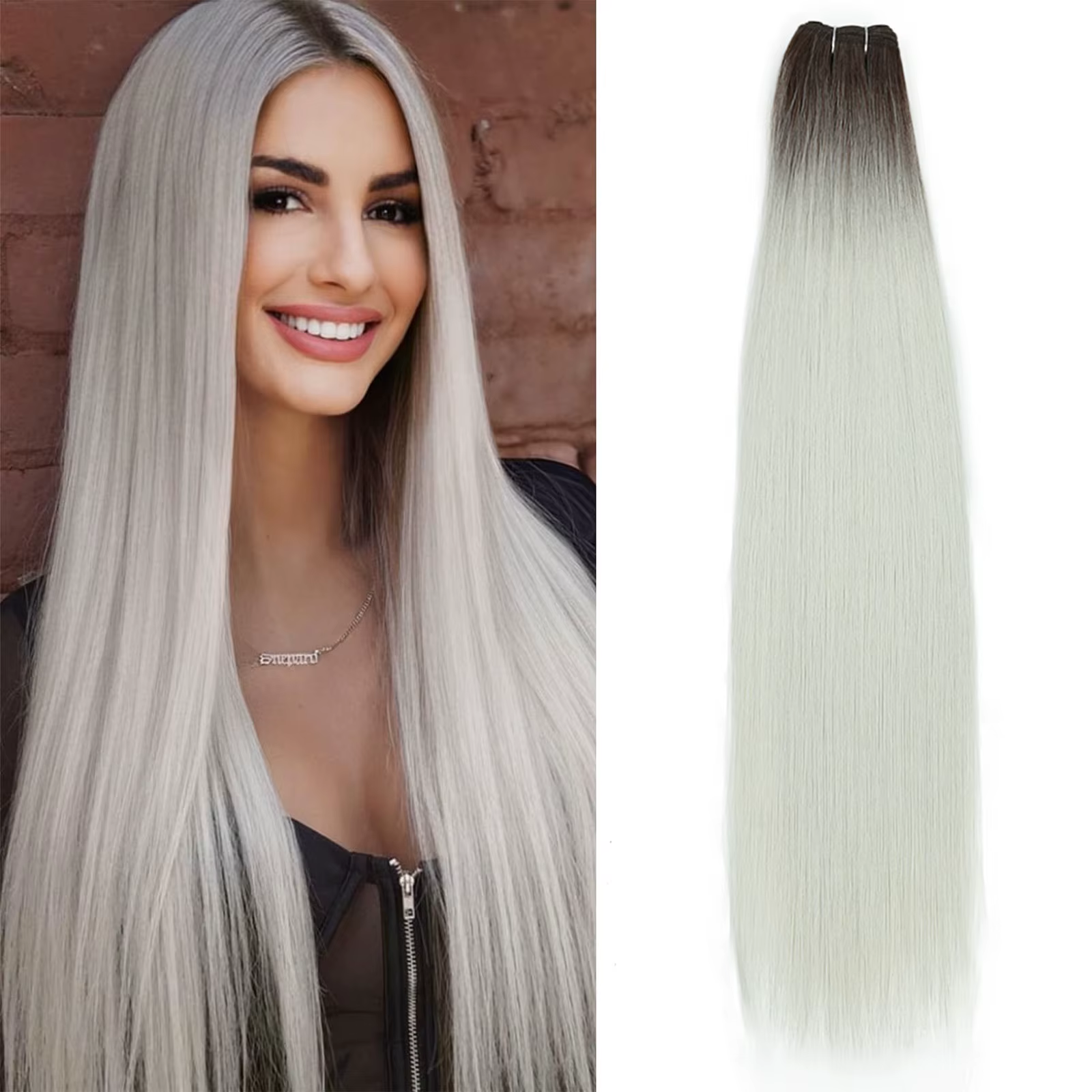 Alibaby cheveux raides paquets Extensions lisse Ombre cheveux tissage 26 pouces longs synthétiques c