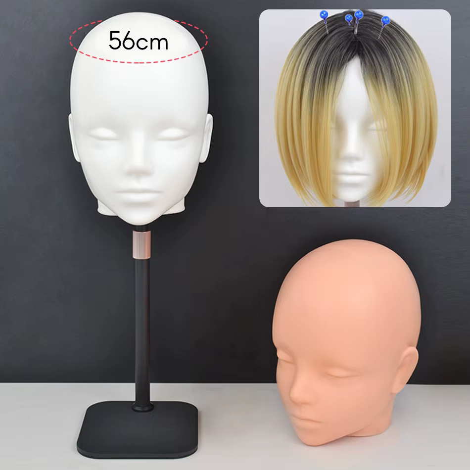 Support de perruque de tête de mannequin avec trépied de perruque réglable, affichage exécutif, épin