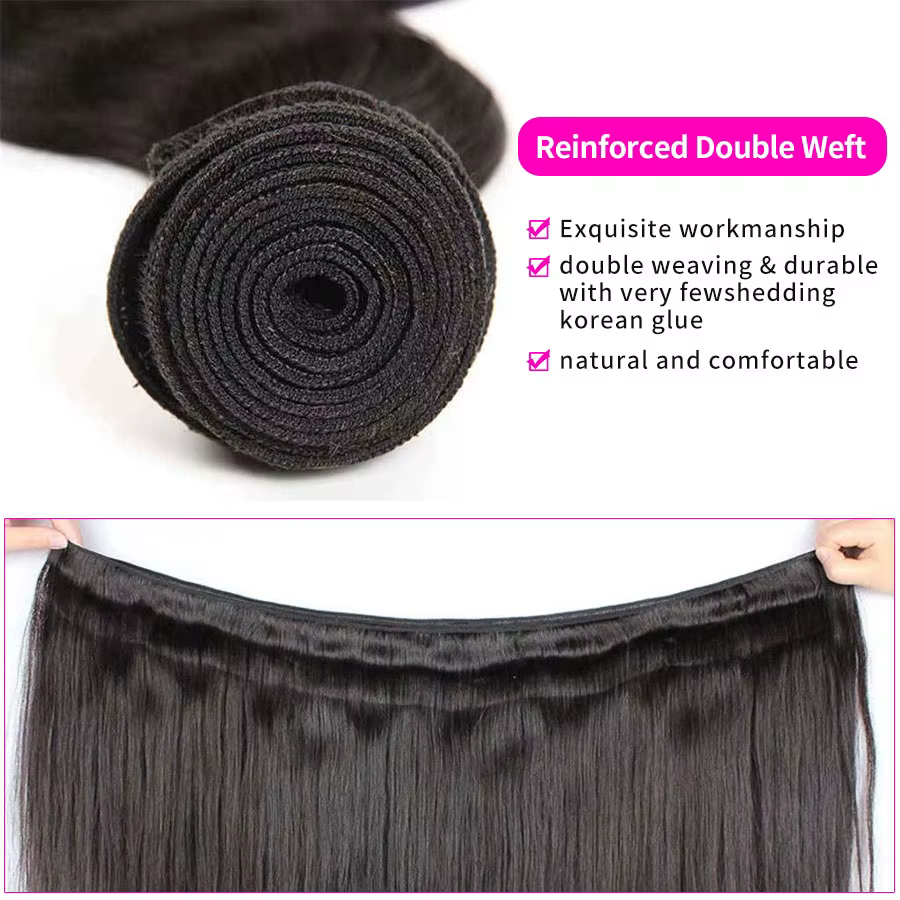 Extensions de cheveux humains brésiliens lisses non traités, couleur naturelle, cheveux Remy vierges