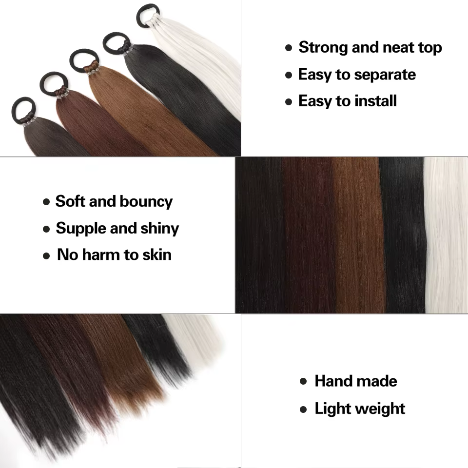 Queue de cheval droite synthétique de 28 pouces avec Extensions de cheveux élastiques à la mode pour