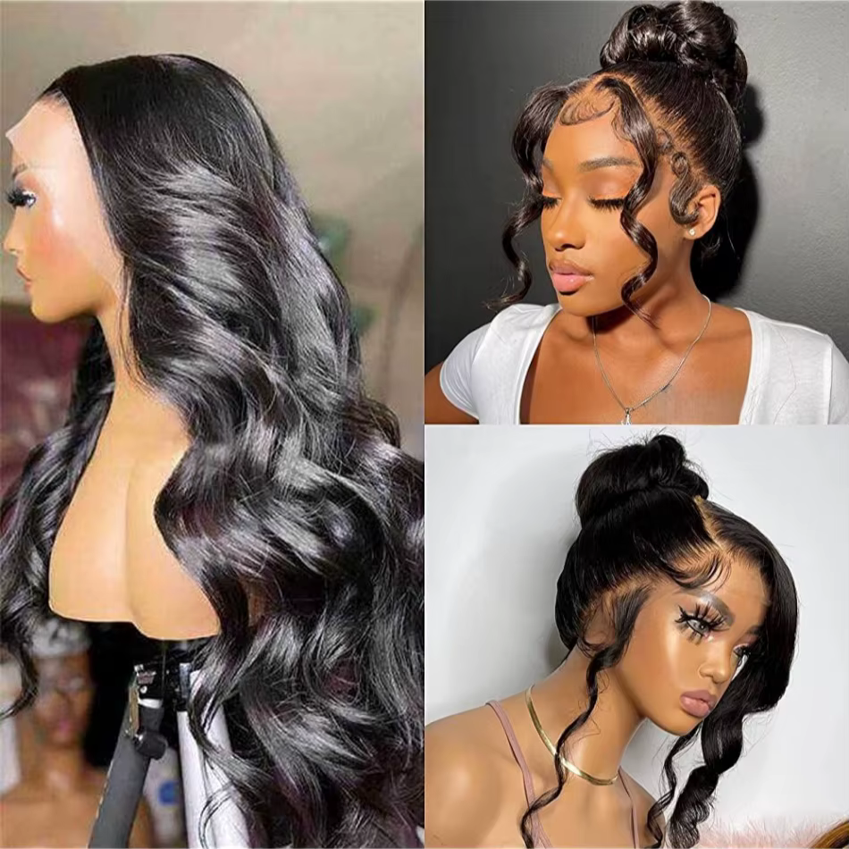Perruques frontales en dentelle HD 360 Body Wave en cheveux humains pré-épilées brésiliennes pour fe