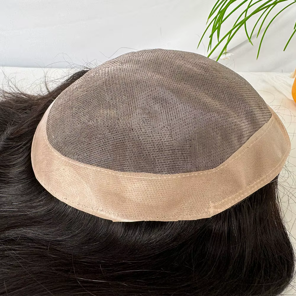 Perruque indienne en cheveux humains pour hommes, lisse, mono lace avec PU 6x8 pouces, couleur natur
